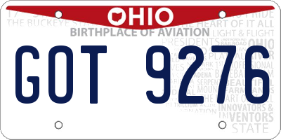 OH license plate GOT9276
