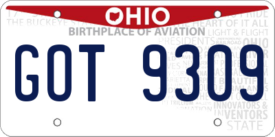 OH license plate GOT9309