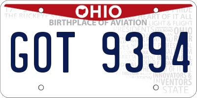 OH license plate GOT9394