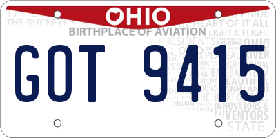 OH license plate GOT9415