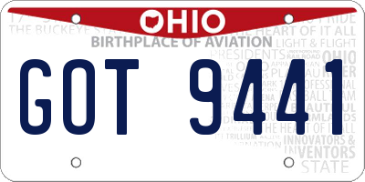 OH license plate GOT9441