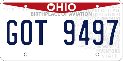 OH license plate GOT9497