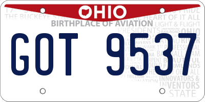 OH license plate GOT9537