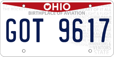 OH license plate GOT9617