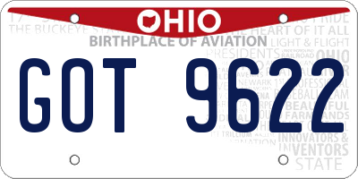 OH license plate GOT9622