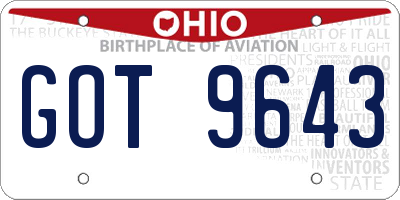 OH license plate GOT9643