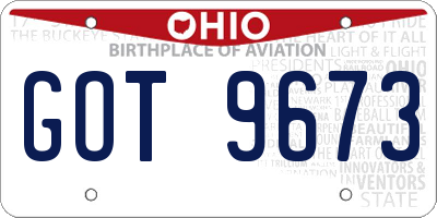 OH license plate GOT9673