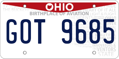 OH license plate GOT9685