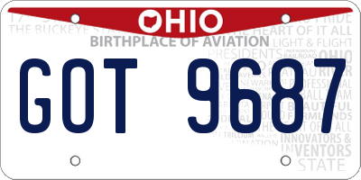 OH license plate GOT9687