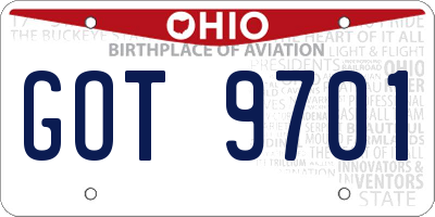 OH license plate GOT9701