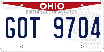 OH license plate GOT9704