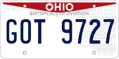 OH license plate GOT9727