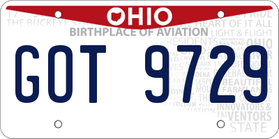 OH license plate GOT9729
