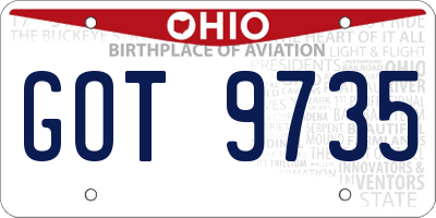 OH license plate GOT9735