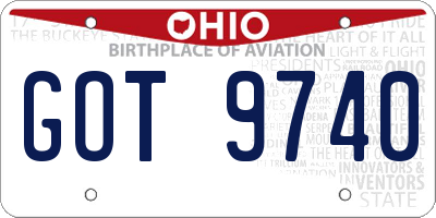OH license plate GOT9740
