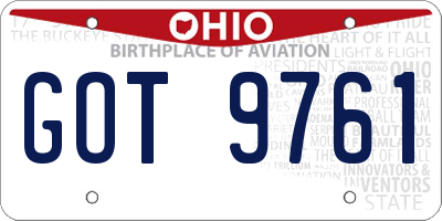 OH license plate GOT9761