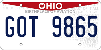 OH license plate GOT9865