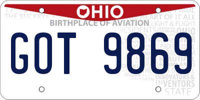 OH license plate GOT9869