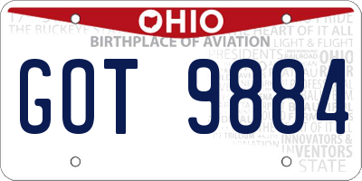 OH license plate GOT9884