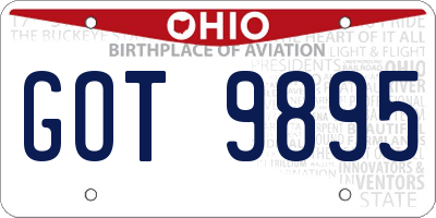 OH license plate GOT9895