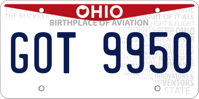 OH license plate GOT9950