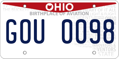 OH license plate GOU0098