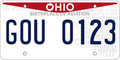 OH license plate GOU0123