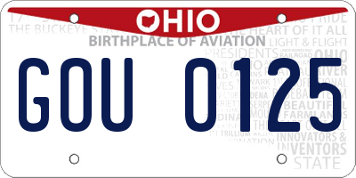 OH license plate GOU0125