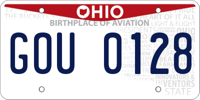 OH license plate GOU0128