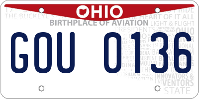 OH license plate GOU0136