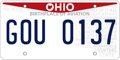 OH license plate GOU0137