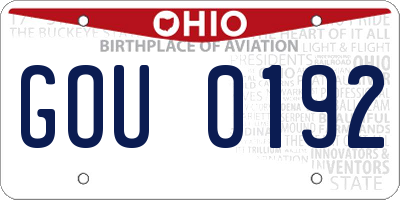 OH license plate GOU0192