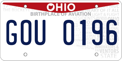 OH license plate GOU0196