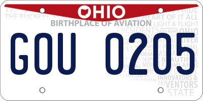 OH license plate GOU0205