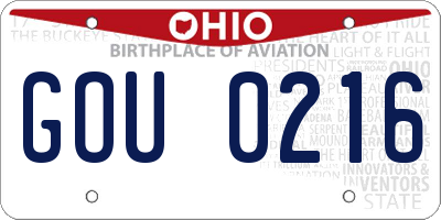 OH license plate GOU0216