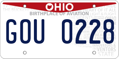 OH license plate GOU0228