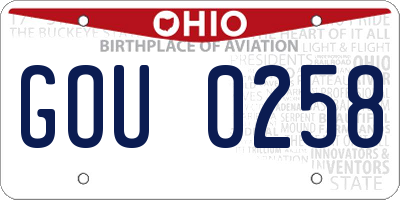 OH license plate GOU0258