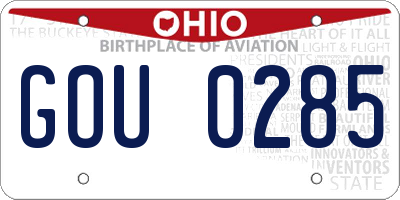 OH license plate GOU0285