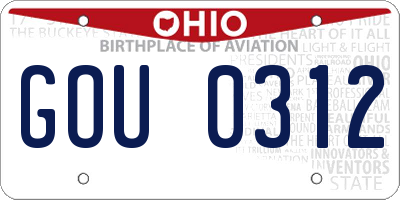 OH license plate GOU0312