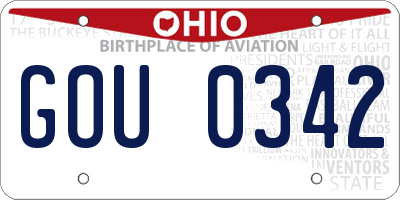 OH license plate GOU0342