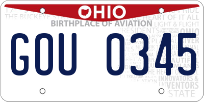 OH license plate GOU0345