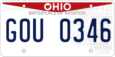 OH license plate GOU0346