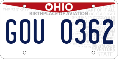 OH license plate GOU0362