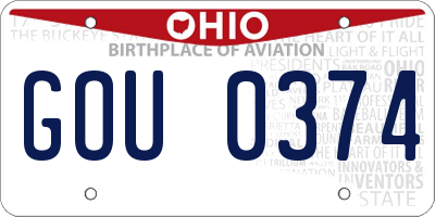 OH license plate GOU0374