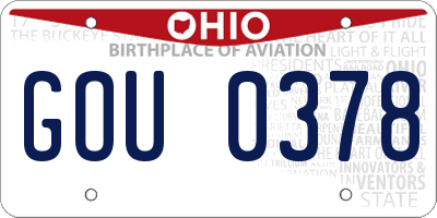OH license plate GOU0378