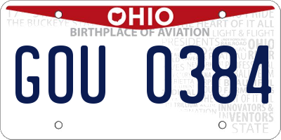 OH license plate GOU0384