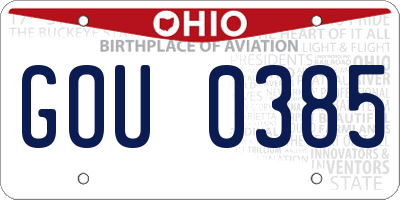 OH license plate GOU0385
