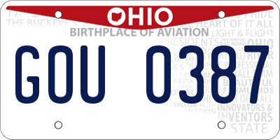 OH license plate GOU0387