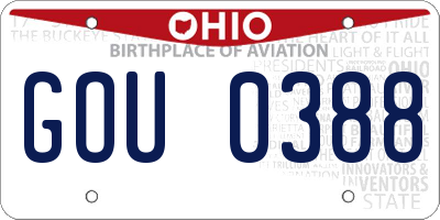 OH license plate GOU0388
