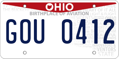 OH license plate GOU0412